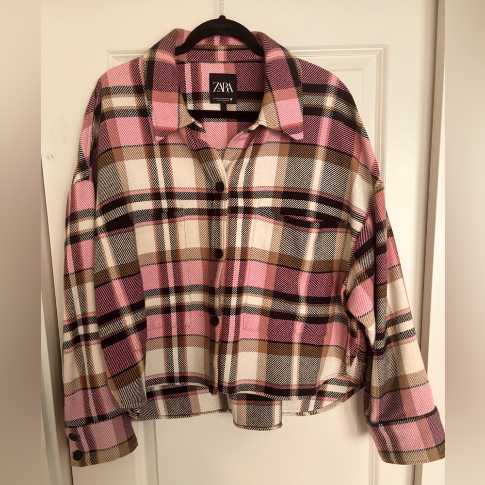 Zara cropped flannel